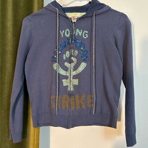 New London U.S.A. Bejeweled Zip-Up